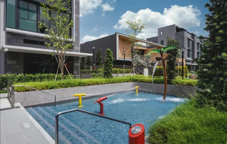 Cloud waterplay and family pool at Belgravia Ace with water jets for young children